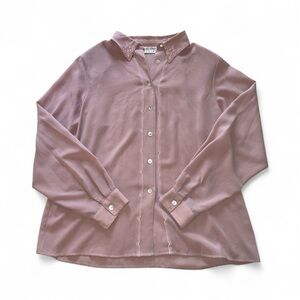 Yves St. Clair Dusty Rose/Mauve Embroidered Button Down Blouse